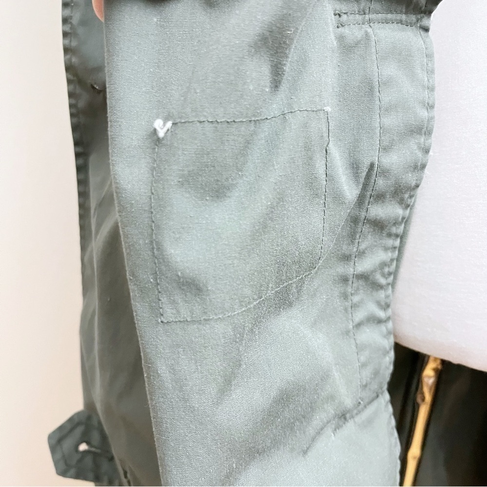 Vintage America Army Green Utility Belted Waist Double Button Trench Coat 42R - Picture 11 of 14